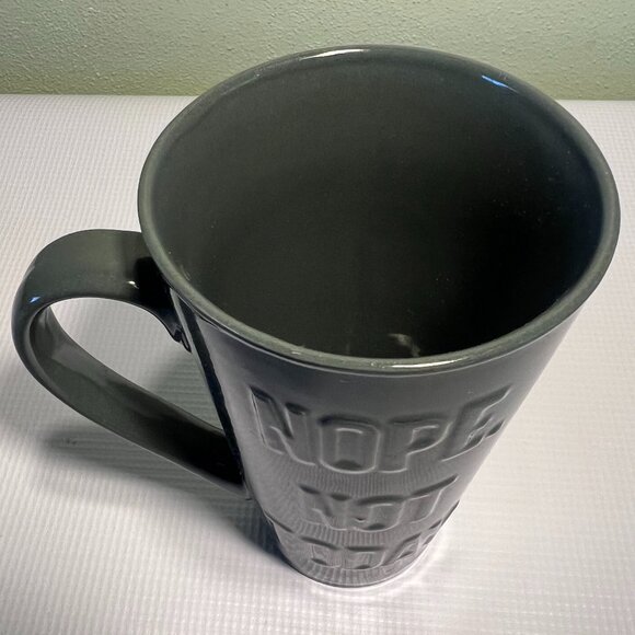Hazel & Co. NOPE. NOT TODAY Gray on Gray Embossed Lettering Tall Ceramic Mug - Picture 7 of 10